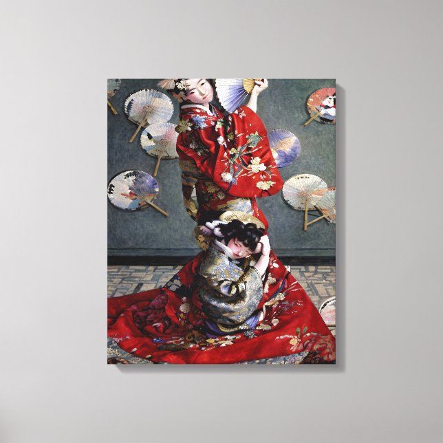Lienzo El Monet de Claude Monet con traje japonés (Anverso)
