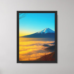 Lienzo El Monte Fuji sobre las nubes a la luz de la mañan