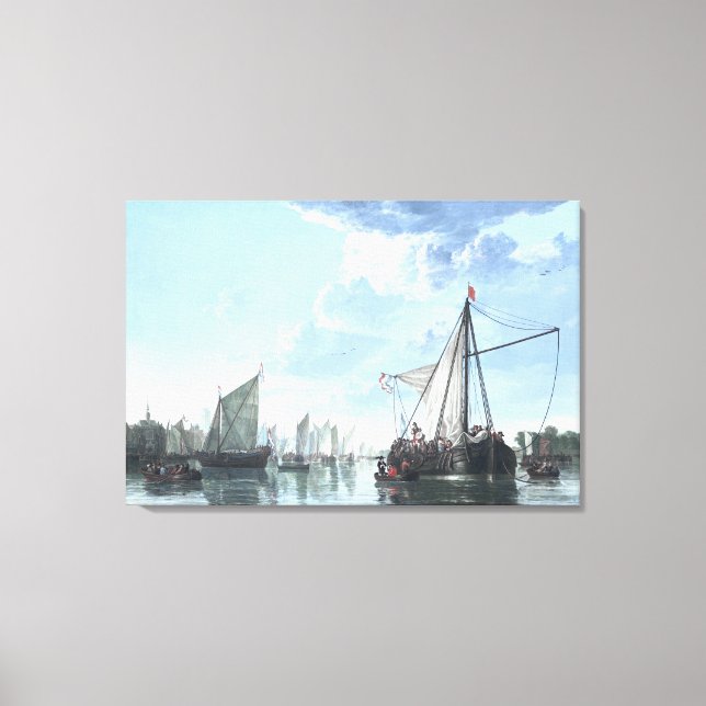 Lienzo El Mosa en Dordrecht por día (Anverso)