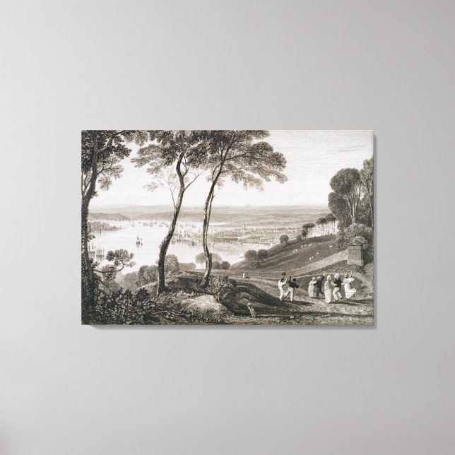 Lienzo El muelle de Plymouth del Monte Edgecombe, de Cook (Anverso)