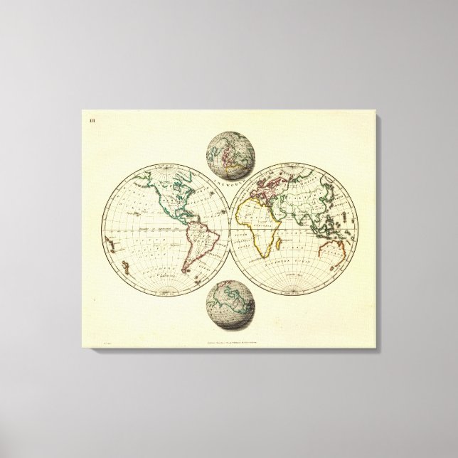 Lienzo El mundo con fronteras continentales (Anverso)