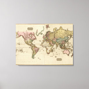 Lienzo El mundo en la proyección de Mercator