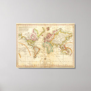 Lienzo El mundo en la proyección de Mercator