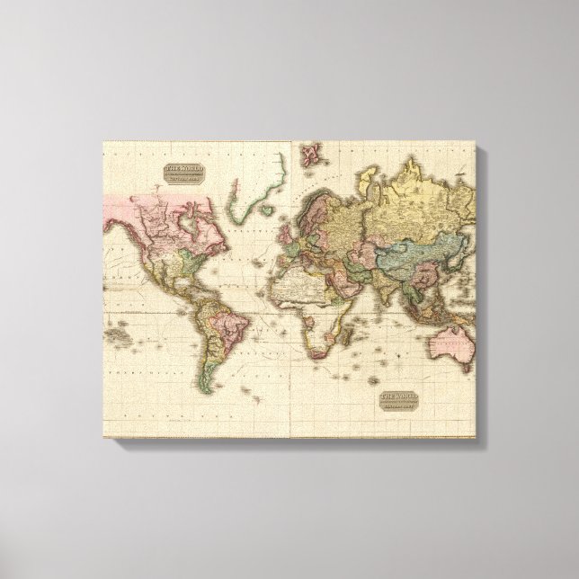 Lienzo El mundo sobre la proyección de Mercator (Anverso)