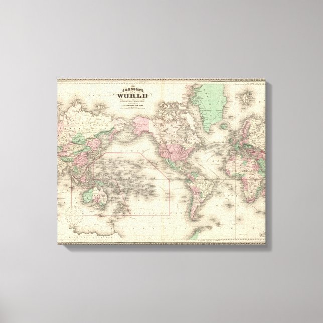 Lienzo El mundo sobre la proyección de Mercator (Anverso)