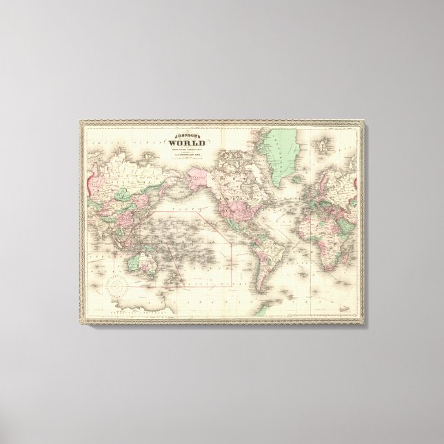 Lienzo El mundo sobre la proyección de Mercator (Anverso)
