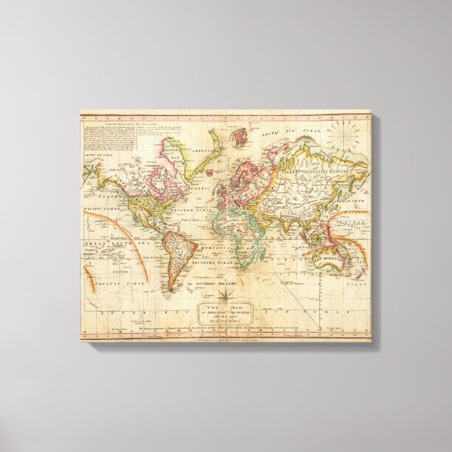 Lienzo El mundo sobre la proyección de Mercator (Anverso)