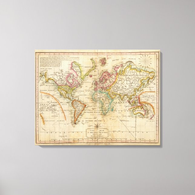 Lienzo El mundo sobre la proyección de Mercator (Anverso)