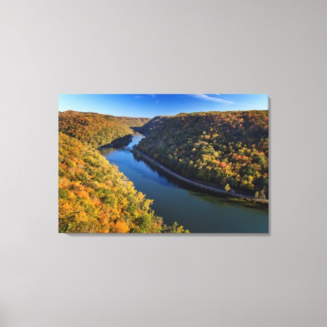 Lienzo El New River Gorge en Hawks Nest State Park (Anverso)