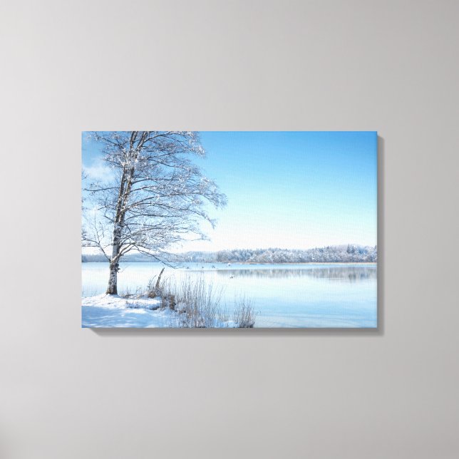 Lienzo El paisaje de invierno de Osterseen (Anverso)