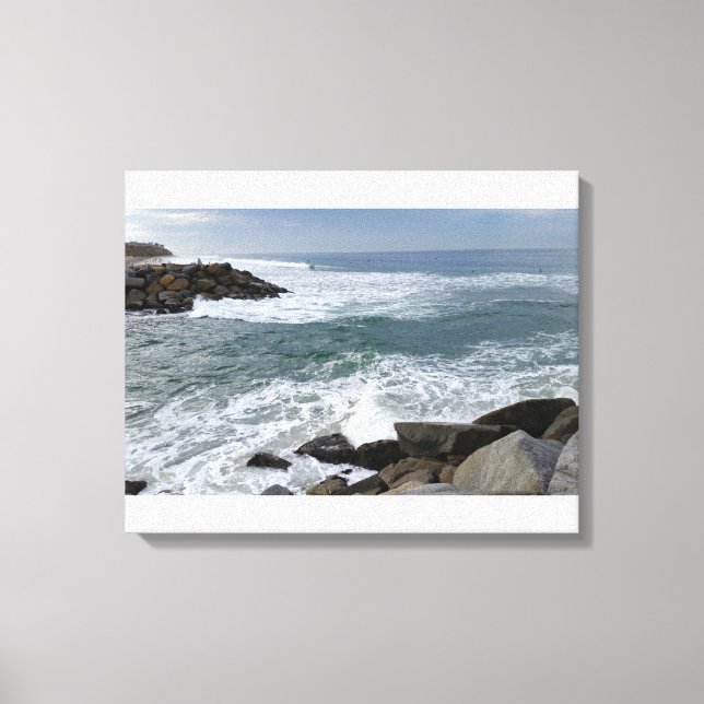 Lienzo El paisaje marino en la playa de Ponto, Carlsbad,  (Anverso)