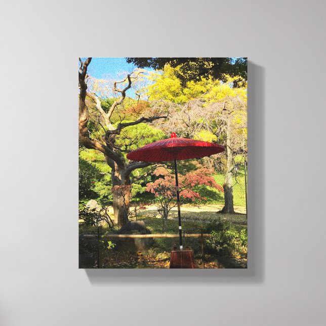 Lienzo El paisaje otoñal en el jardín japonés (Anverso)