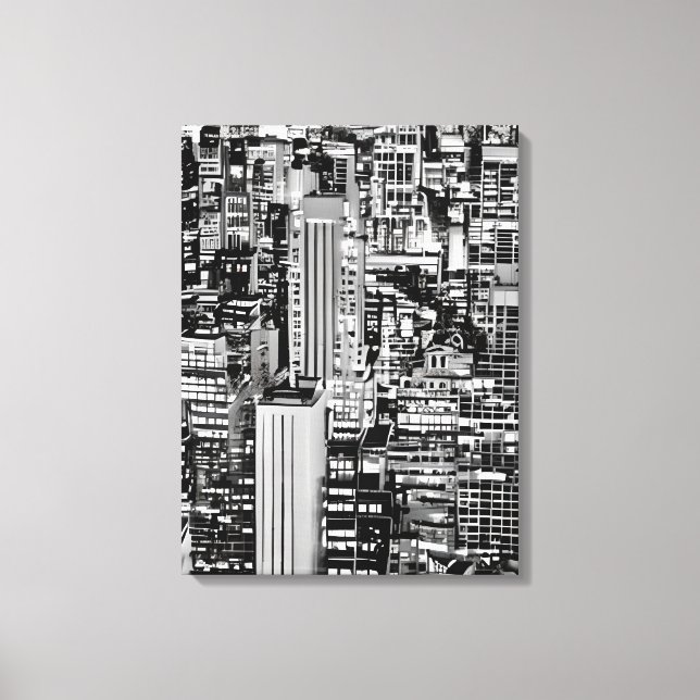 Lienzo El paisaje urbano de Nueva York en blanco y negro (Anverso)