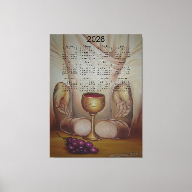 Lienzo El Pan de Vida: Sagrada Eucaristía Calendario 2026 (Anverso)