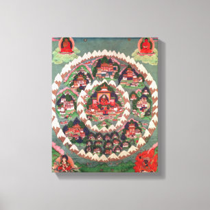 Lienzo El paraíso de Shambhala, bandera tibetana