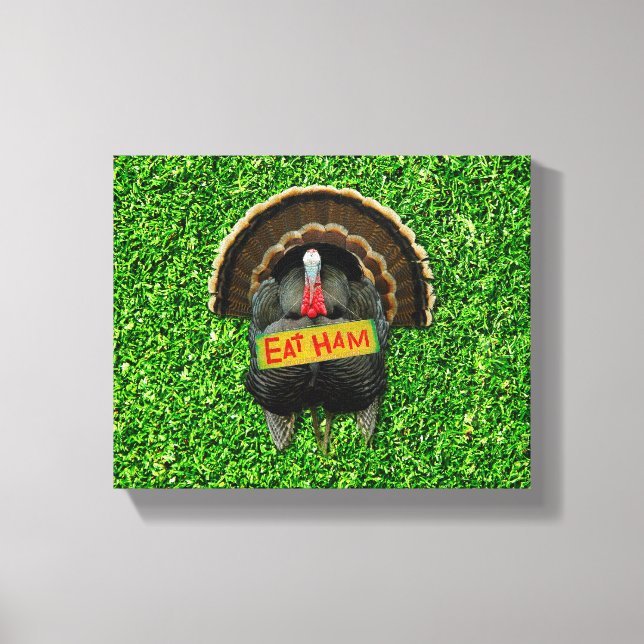 Lienzo El pavo orgulloso de SlipperyJoe come jamón colgar (Anverso)
