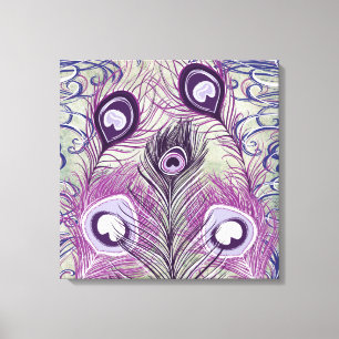 Lienzo El pavo real púrpura bonito empluma diseño