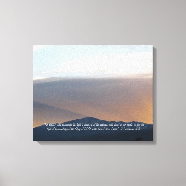 Lienzo El pico del atardecer del lucio con verso bíblico (Anverso)