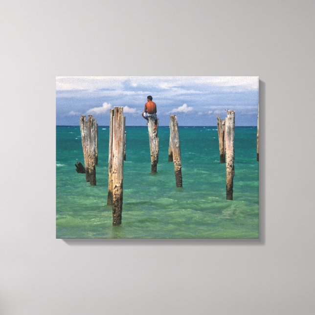 Lienzo El Pier En La Playa De Coqueiros En Trancoso (Anverso)