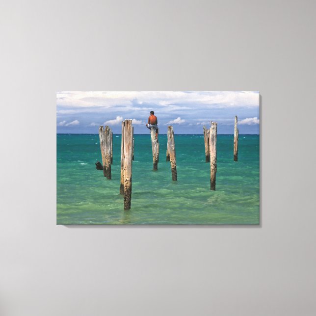 Lienzo El Pier En La Playa De Coqueiros En Trancoso (Anverso)