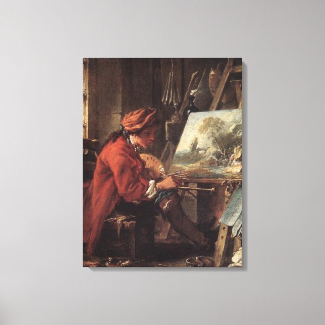 Lienzo El pintor en su estudio (por François Boucher) (Anverso)