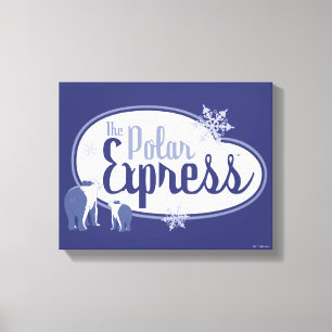 Lienzo El Polar Express   Gráfico retro de ositos polares