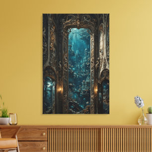 Lienzo El Portal del Laberinto — Puerta encantada bajo el