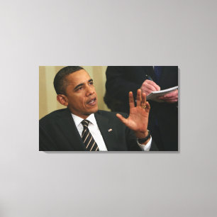 Lienzo El presidente Barack Obama habla a la prensa