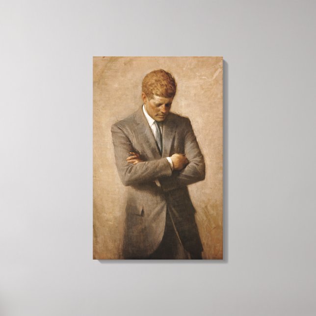 Lienzo El presidente estadounidense John Kennedy Retrato  (Anverso)