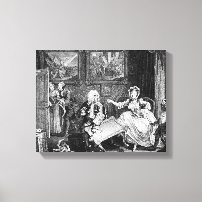 Lienzo El progreso de un Harlot, plato II, cuartos (Anverso)