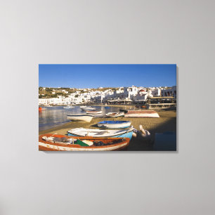 Lienzo El pueblo portuario con coloridos barcos pesqueros