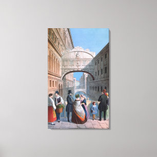 Lienzo El puente de los suspiros, Venecia, grabado por Br