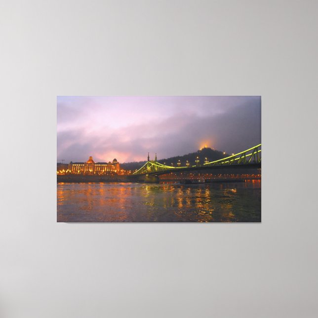 Lienzo El Puente Verde, Liberty Hill, Budapest, Hungría. (Anverso)