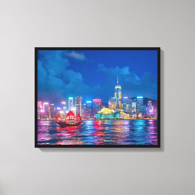 Lienzo El puerto Victoria y el Skyline de Hong Kong de no (Anverso)