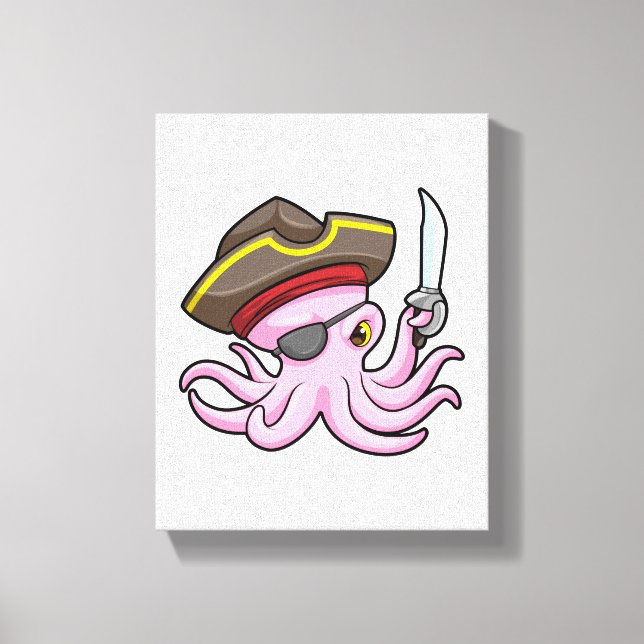 Lienzo El pulpo como pirata con parche de Saber y Ojo (Anverso)