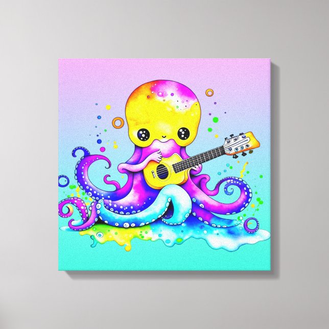 Lienzo El pulpo Personalizado y la guitarra (Anverso)