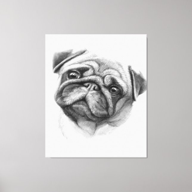 Lienzo El retrato de Pug | Cara de perro de cerdo (Anverso)