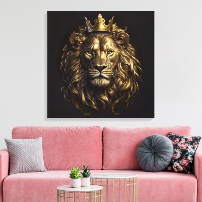 Lienzo ¡El Rey! El no tan cobarde león de Oz (Insitu (Sala de estar))