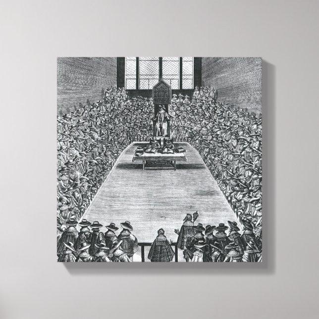 Lienzo El Rey James I en las cámaras del Parlamento, 1624 (Anverso)