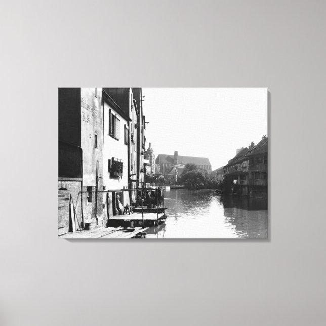 Lienzo El río Gera en Erfurt, Thiringia, c.1910 (Anverso)