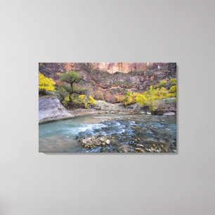 Lienzo El río Virgin en otoño en el Parque Nacional Zion