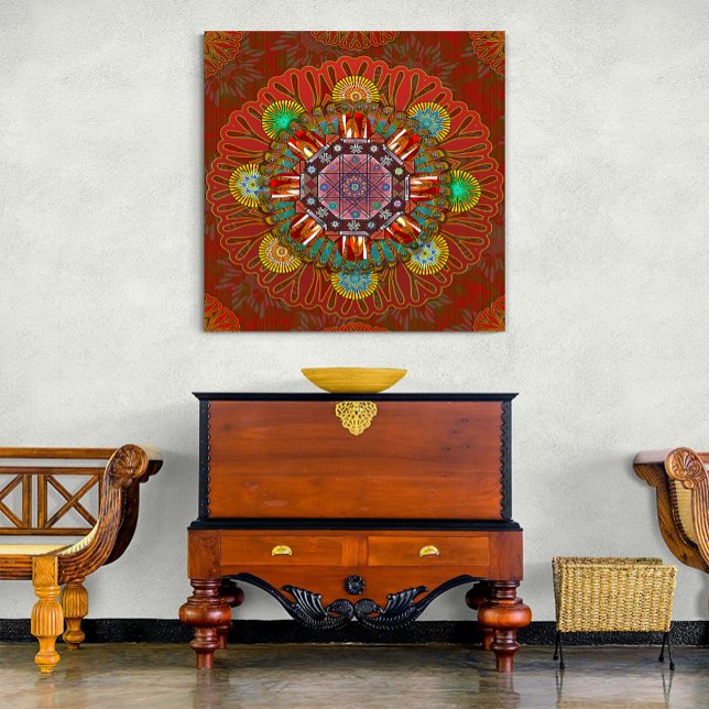 Lienzo El rojo floral del filtro de Mandala escudero Mani (Subido por el creador)
