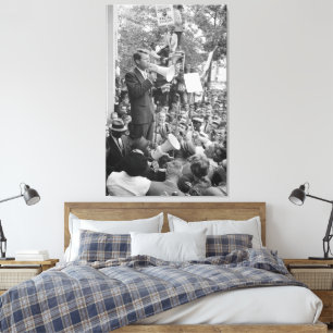 Lienzo El Senador Robert Kennedy haciendo campaña para Pr