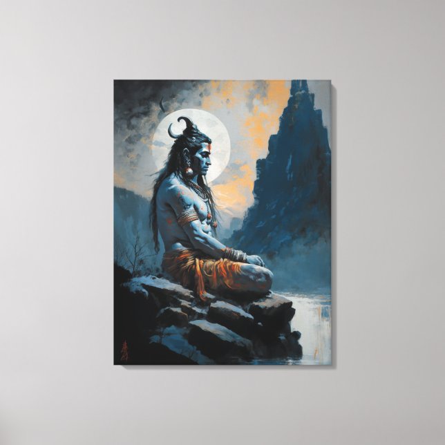 Lienzo El Señor shiva medita, el calentamiento de la casa (Anverso)