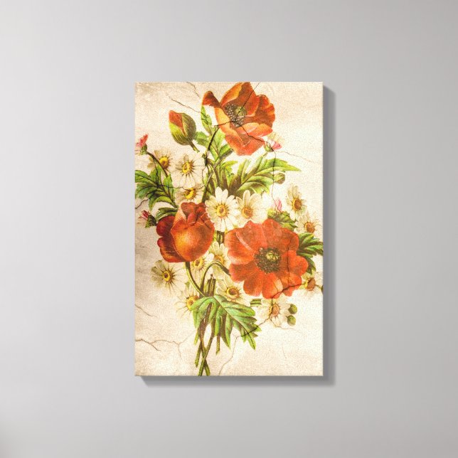 Lienzo El Shabby Chic Rustic Poppy Bouquet (Anverso)