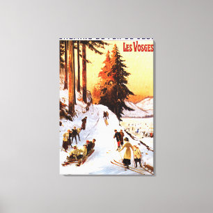 Lienzo El Sledding y esquí en el poster de los Vosgos