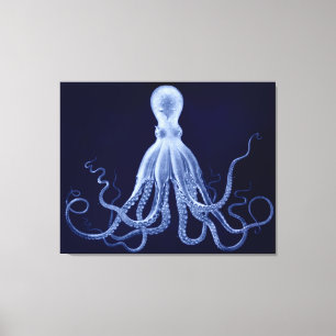 Lienzo El sobredimensionado tríptico del pulpo en azul