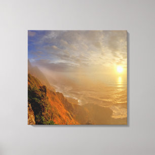 Lienzo El sol se pone sobre el Océano Pacífico desde He