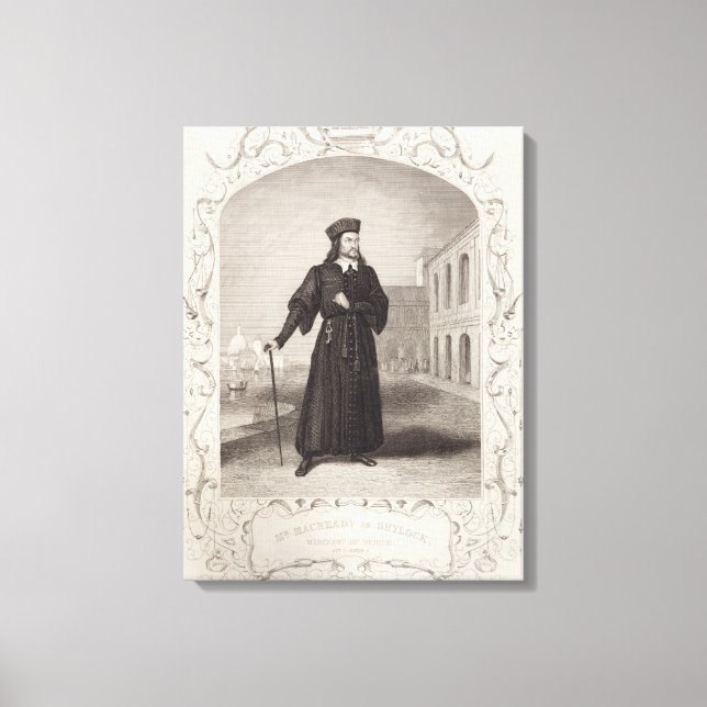 Lienzo El Sr. Macready como Shylock, Acto I Escena 3, en  (Anverso)
