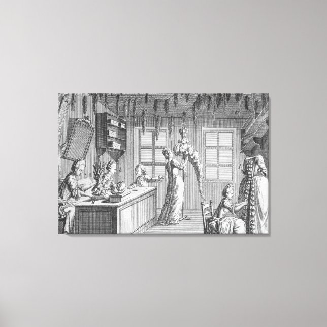 Lienzo El taller de un costurero, ilustracion de (Anverso)
